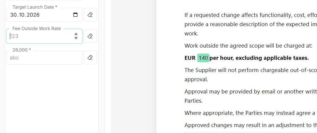 The agreement using the default hourly rate of EUR 140