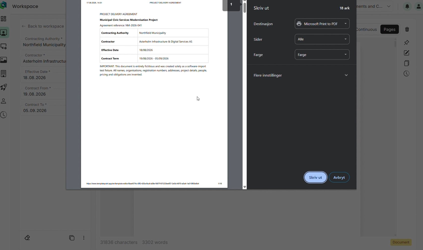 The completed document ready for print or export