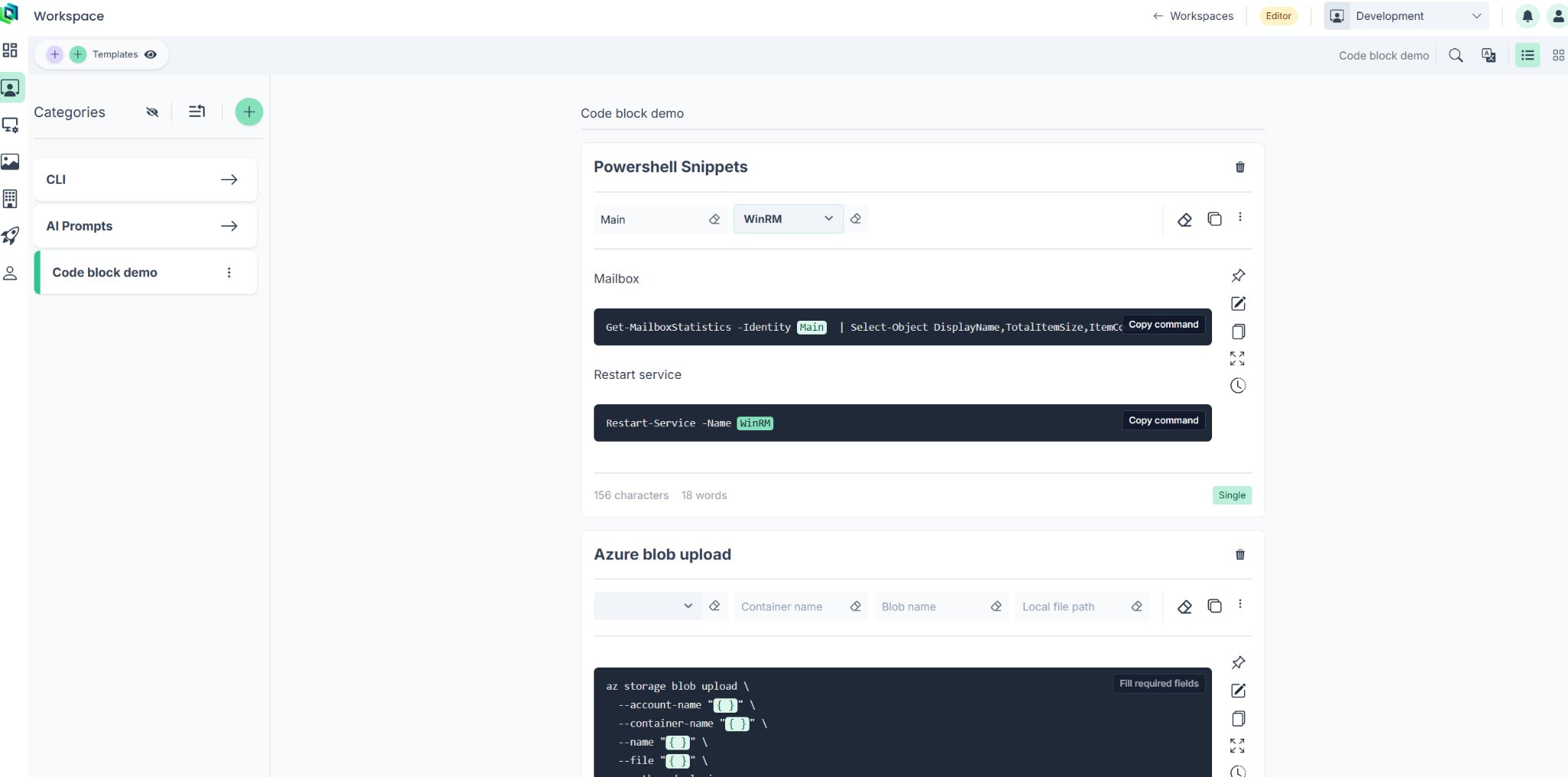 screenshot of how to use the placeholders