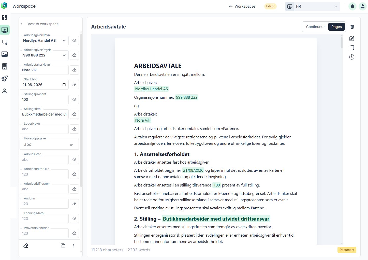 Working with a contract in templatePoint
