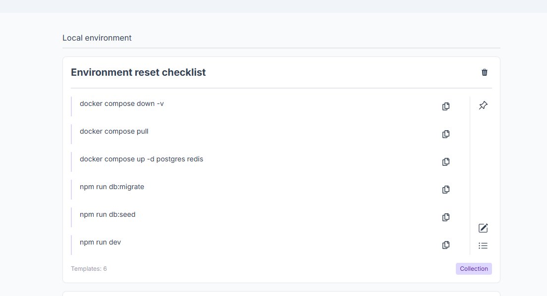 card open with a bunch of commands