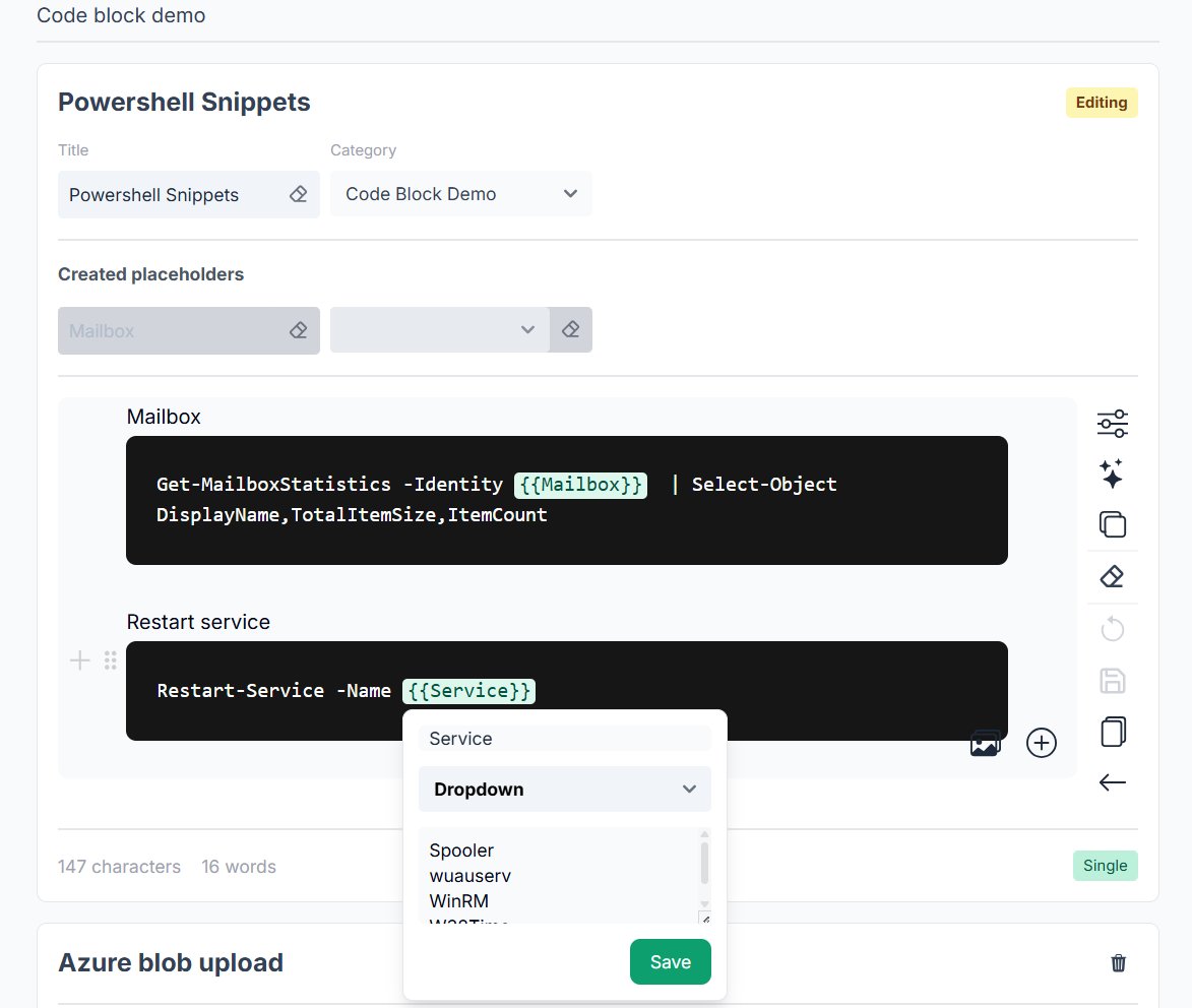screenshot of how to change a placeholder type